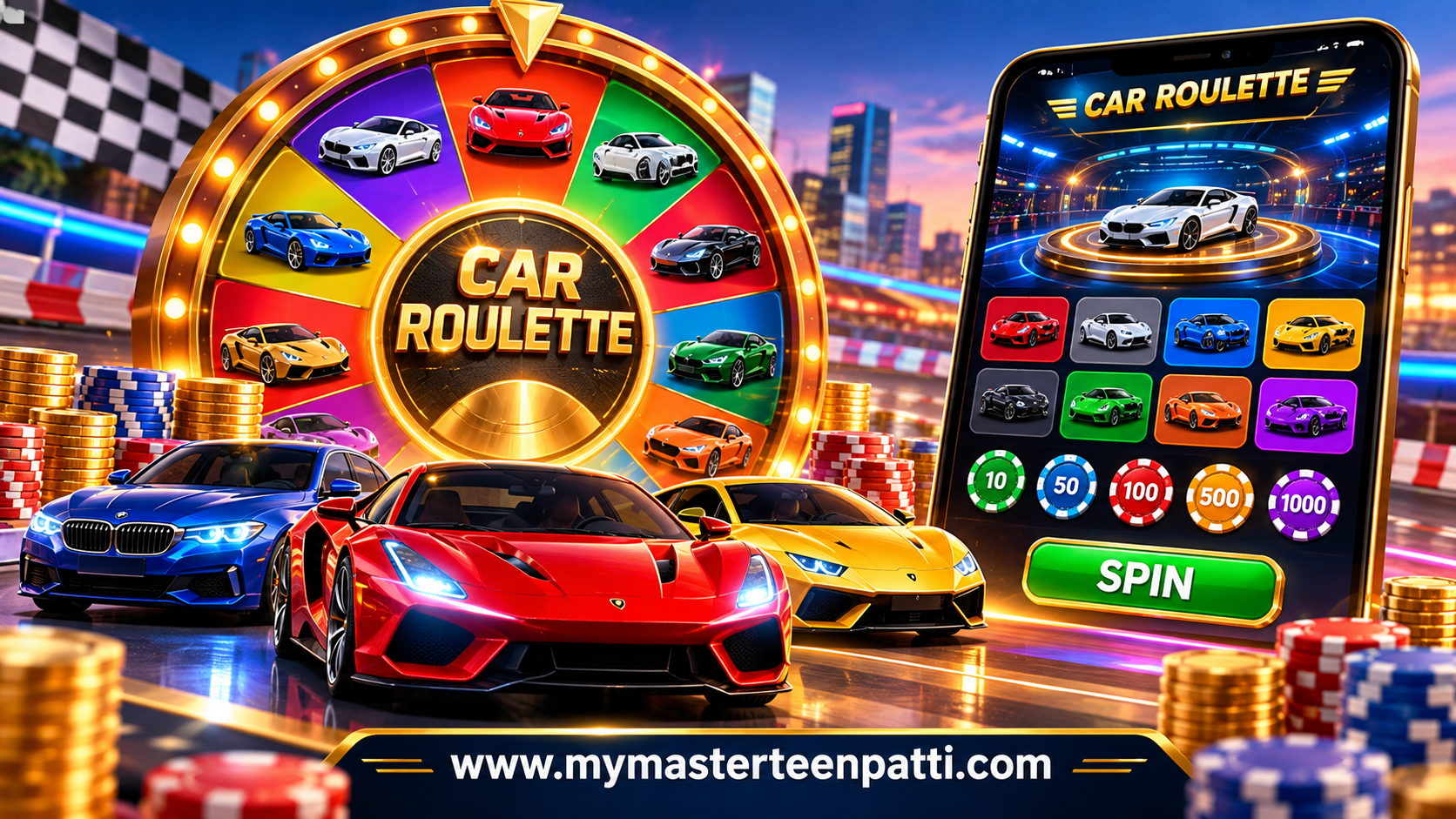 Neon Car Roulette Casino Showcase